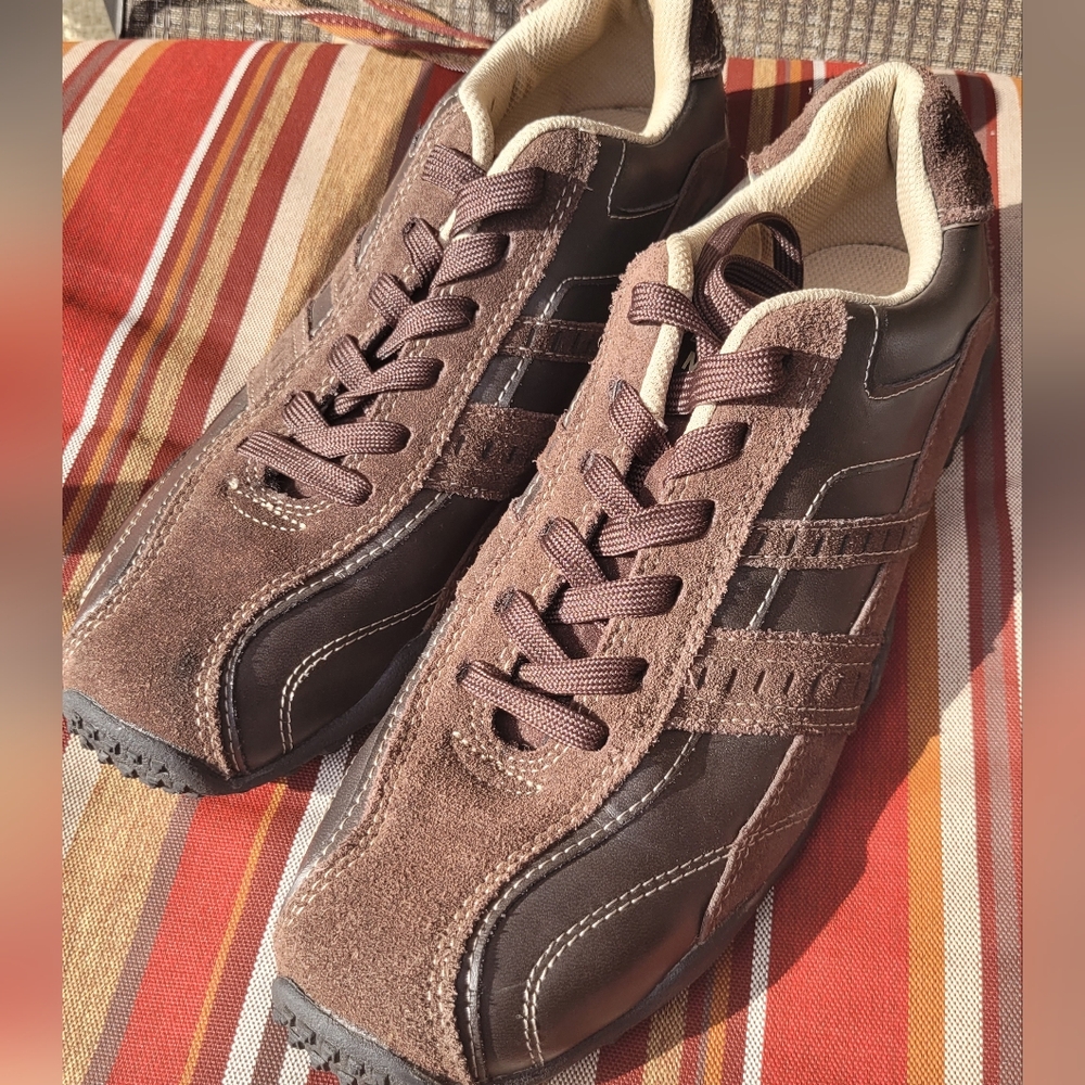 Perry Ellis America Brown Leather and Suade Canvas Sneakers
